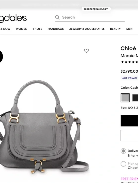 Chloé Marcie Medium Leather Shoulder Bag —  Gray with Gold Hardware - Picture 10 of 10